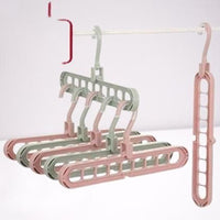 Hanger-Plastic Multi Functional Adjutable & Folding Clothes Hanger Holder Portable Anti-Slip Storage Rack Space Saving Hook for Garment Drying (Multicolor, Pack Of 3)